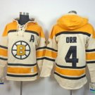 Men's Boston Bruins #4 Bobby Orr Cream Sawyer Hooded Sweatshirt Stitched Hoodie Jersey