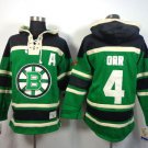Men's Boston Bruins #4 Bobby Orr Green St. Patrick's Day McNary Lace Hoodie Stitched Jersey