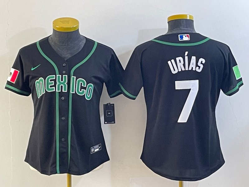 Women's Mexico Baseball 7 Julio Urías 2023 Black World Baseball