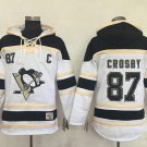 Men's Pittsburgh Penguins #87 Sidney Crosby White Sawyer Hooded Sweatshirt Stitched Hoodie Jersey