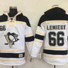Men's Pittsburgh Penguins #66 Mario Lemieux White Sawyer Hooded Sweatshirt Stitched Hoodie Jersey