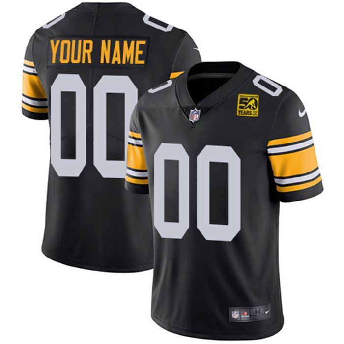 Custom Pittsburgh Steelers Black 2023 50th Anniversary Vapor ...