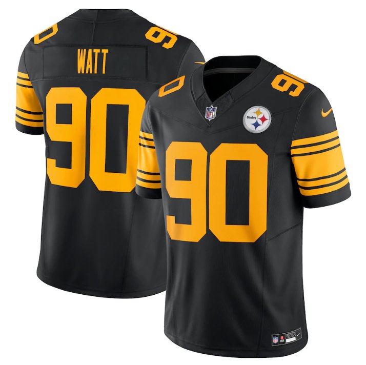 Pittsburgh Steelers #90 T.J. Watt Black 2023 F.U.S.E. Vapor Color Rush ...