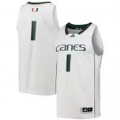 Men's Miami Hurricanes #1 White Swingman Stitched Basketball Jerseys