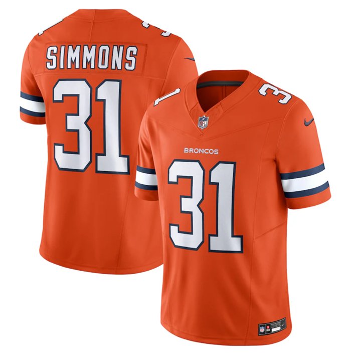 Denver Broncos #31 Justin Simmons Orange 2023 F.U.S.E. Vapor ...