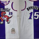 Men's Toronto Raptors #15 Vince Carter Purple/White Splite Throwback Stitched Jersey