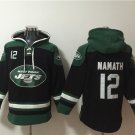 Men's New York Jets #12 Joe Namath Black Ageless Must-Have Lace-Up Pullover Hoodie Jersey