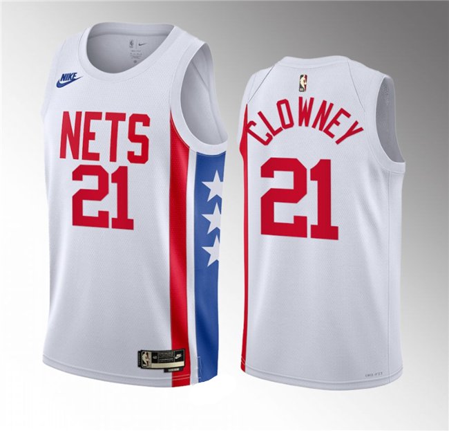Men's Brooklyn Nets #21 Noah Clowney White 2023 Draft Classic Edition Stitched Jersey