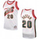 Men's Oklahoma City Thunder #20 Gary Payton White 1995-96 Throwback SuperSonics Stitched Jersey