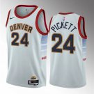Men's Denver Nuggets #24 Jalen Pickett White 2023 Draft Icon Edition Stitched Basketball Jersey