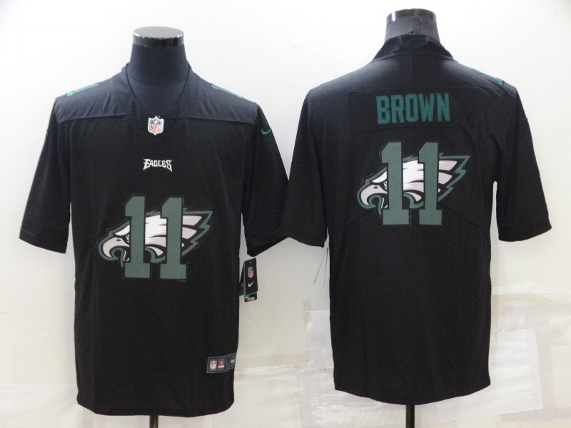 Men's Philadelphia Eagles #11 A.j. Brown Black Shadow Logo Limited 