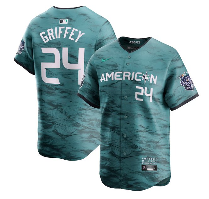 Seattle Mariners 24 Ken Griffey Jr. Teal 2023 Allstar With Patch