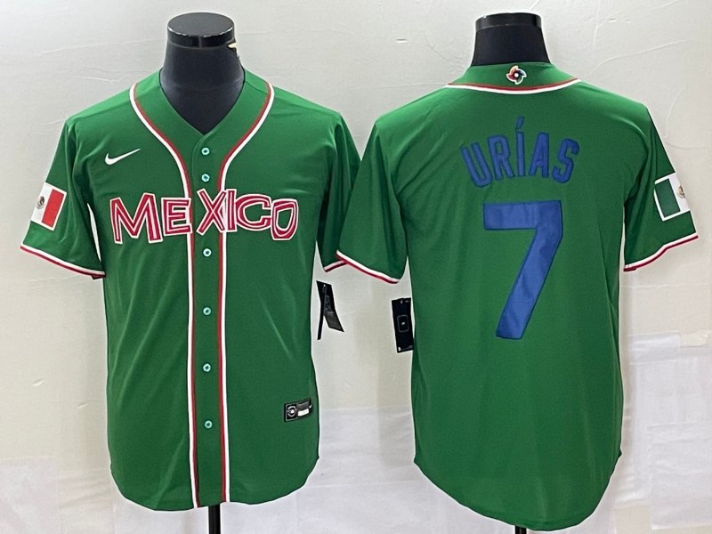 Men's Mexico Baseball 7 Julio Urías 2023 Green World Baseball With