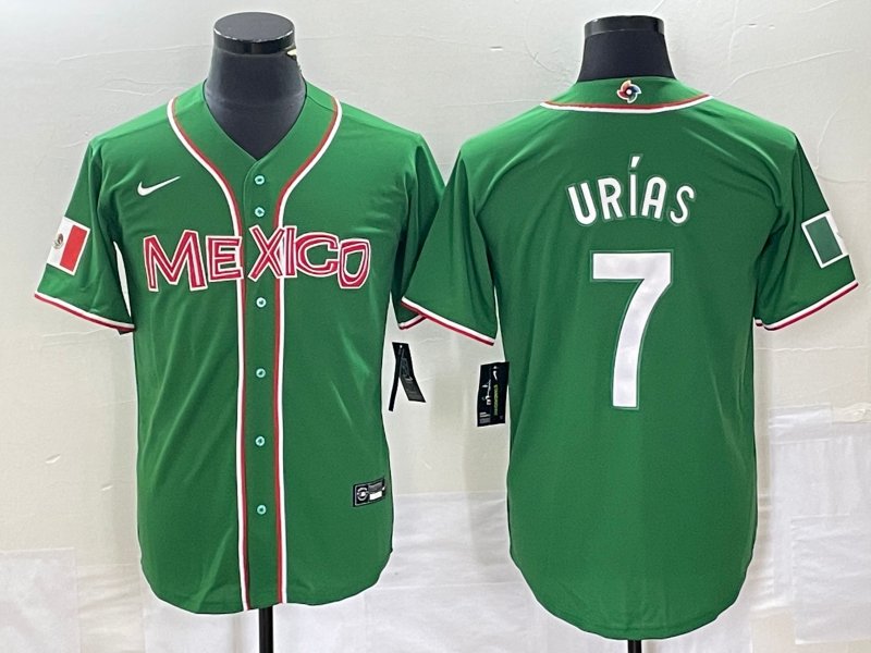 Men's Mexico Baseball 7 Julio Urías 2023 Green World Baseball With