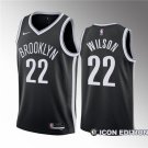 Men's Brooklyn Nets #22 Jalen Wilson Black 2023 Draft Icon Edition Stitched Basketball Jersey