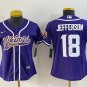 Minnesota Vikings #18 Justin Jefferson Purple With Patch Stitched Baseball Jersey