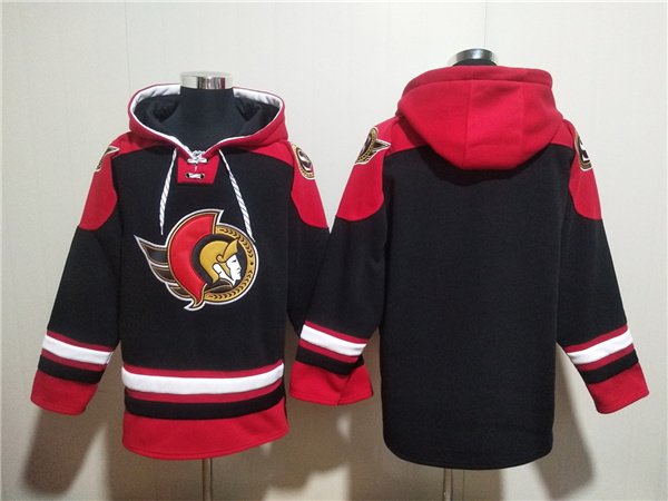 Men's Ottawa Senators Blank Black Ageless Must-Have Lace-Up Pullover Hoodie Stitched Jersey