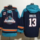 Men's New York Islanders #13 Mathew Barzal Navy Ageless Must-Have Lace-Up Pullover Hoodie Jersey