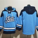 Men's Winnipeg Jets Blank Blue Lace-Up Pullover Hoodie Jersey