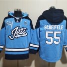 Men's Winnipeg Jets #55 Mark Scheifele Blue Lace-Up Pullover Hoodie Jersey