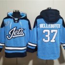 Men's Winnipeg Jets #37 Connor Hellebuyck Blue Lace-Up Pullover Hoodie Jersey