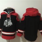 Men's Chicago Blackhawks Blank Black Lace-Up Pullover Hoodie Jersey