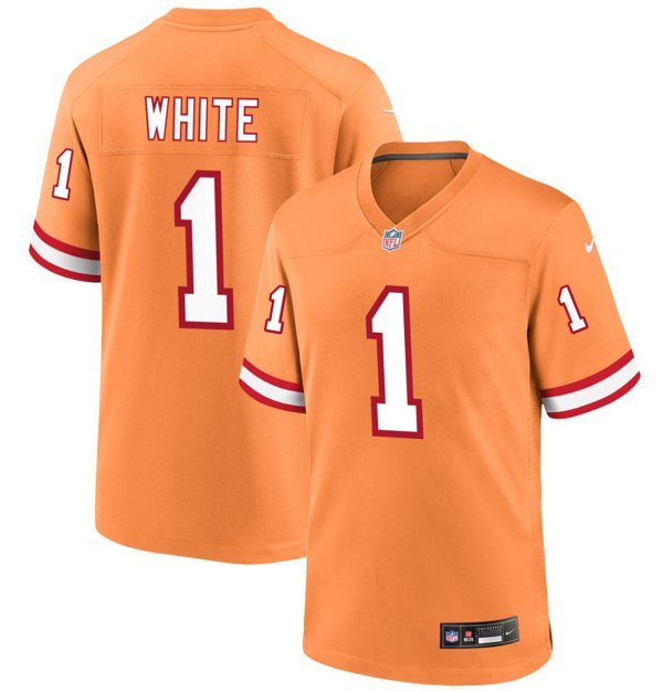 Tampa Bay Buccaneers #1 Rachaad White Orange Throwback Limited Stitched ...