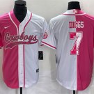 Men's Dallas Cowboys #7 Trevon Diggs Pink/White Split Cool Base Stitched Baseball Jersey