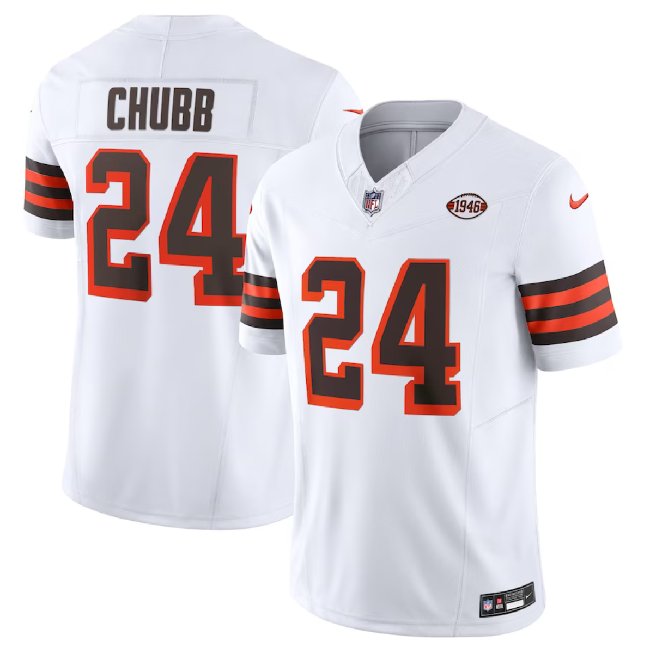 Browns #24 Nick Chubb White 2023 F.U.S.E. 1946 Collection Vapor ...