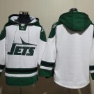 Men's New York Jets Blank White Ageless Must-Have Lace-Up Pullover Hoodie Jersey