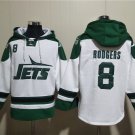 Men's New York Jets #8 Aaron Rodgers White Ageless Must-Have Lace-Up Pullover Hoodie Jersey