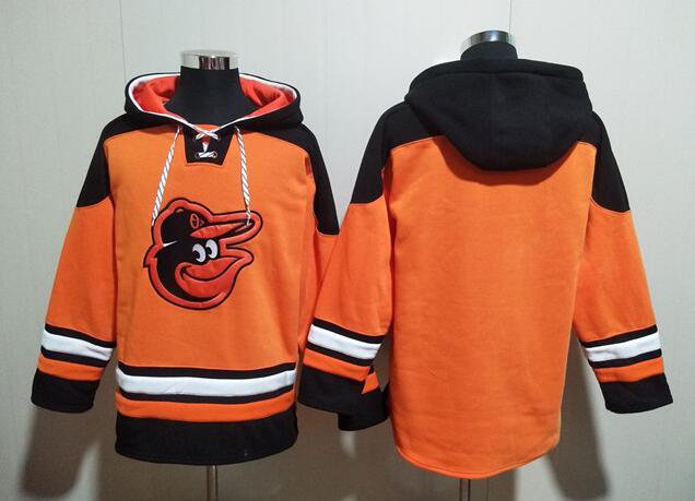 Men's Baltimore Orioles Blank Orange Ageless Must-Have Lace-Up Pullover Hoodie Jersey