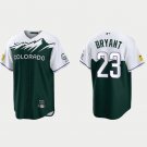 Colorado Rockies #23 Kris Bryant Green 2022 City Connect Cool Base Stitched Baseball Jersey
