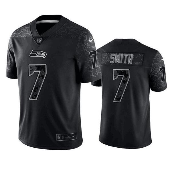 Seattle Seahawks #7 Geno Smith Black Reflective Stitched Football Jersey