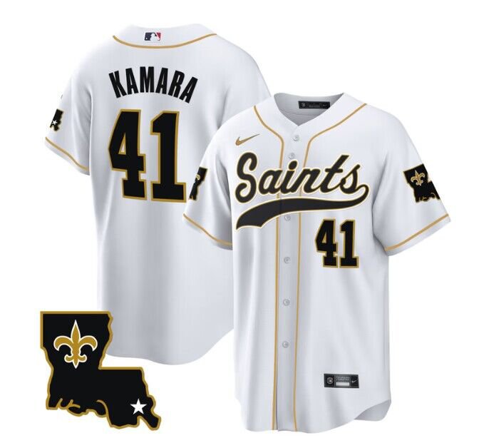 Women's New Orleans Saints #41 Alvin Kamara White With Patch Cool Base  Stitched Baseball Jersey on sale,for Cheap,wholesale from China