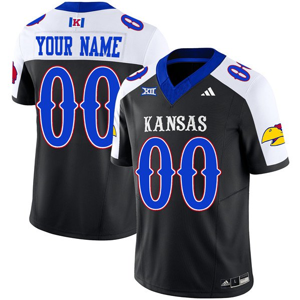 Kansas Jayhawks Active Player Custom Blackwhite 2023 Fuse Vapor Limited Stitched Jersey 5347