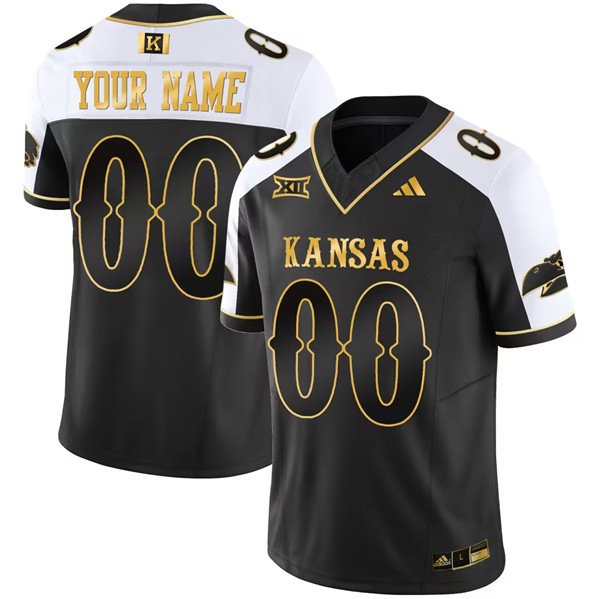 Kansas Jayhawks ACTIVE PLAYER Custom Black/Gold 2023 F.U.S.E. Vapor Limited Stitched Jersey