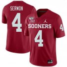 Men's Oklahoma Sooners #4 Trey Sermon Red 150th Season Stitched College Football Jersey