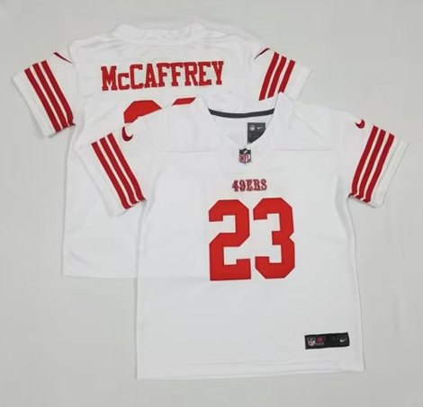 Christian McCaffrey #23 San Francisco 49ers Vapor White Stitched Jersey.,  New