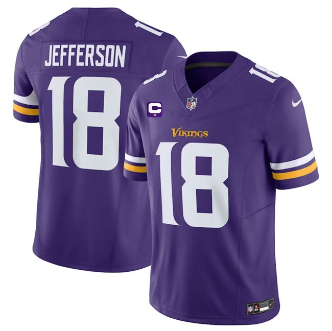 Vikings #18 Justin Jefferson Purple 2023 F.U.S.E. With C Patch Vapor ...