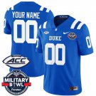 Custom Men's Duke Blue Devils Blue 2023 F.U.S.E. Military Bowl & NC State Patch Stitched Jersey
