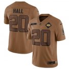 New York Jets #20 Breece Hall 2023 Brown Salute To Service Limited Stitched Football Jersey