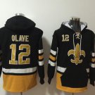 Men's New Orleans Saints #12 Chris Olave Black Ageless Must-Have Lace-Up Pullover Hoodie Jersey