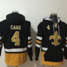 Men's New Orleans Saints #4 Derek Carr Black Ageless Must-Have Lace-Up Pullover Hoodie Jersey