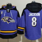 Men's Baltimore Ravens #8 Lamar Jackson Ageless Must-Have Lace-Up Pullover Hoodie Jersey