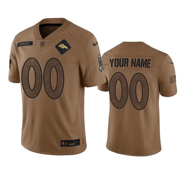 Denver Broncos Active Player Custom 2023 Brown Salute To Service Limited Stitched Football Jersey
