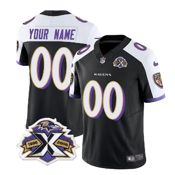 Custom Baltimore Ravens Black/White 2023 F.U.S.E With Patch Throwback ...