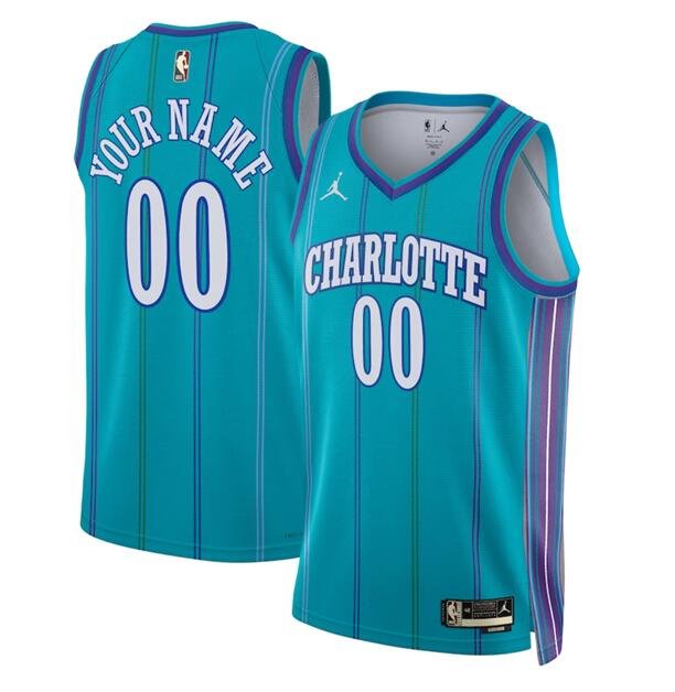 Men's Charlotte Hornets Active Player Custom Teal 2023/24 Classic Edition Stitched Basketball Jersey