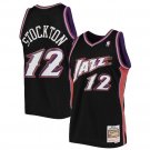 Men's Utah Jazz #12 John Stockton Black 1998-99 Mitchell & Ness Swingman Stitched Jersey