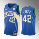 Men's Milwaukee Bucks #42 Robin Lopez 2023/24 Blue City Edition Stitched Basketball Jersey